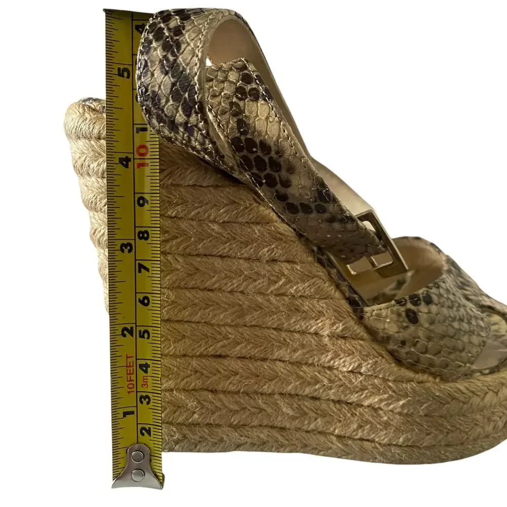 Jimmy Choo Size 35/ US 5 Python Espadrille Wedge Sandals Leather Animal Print